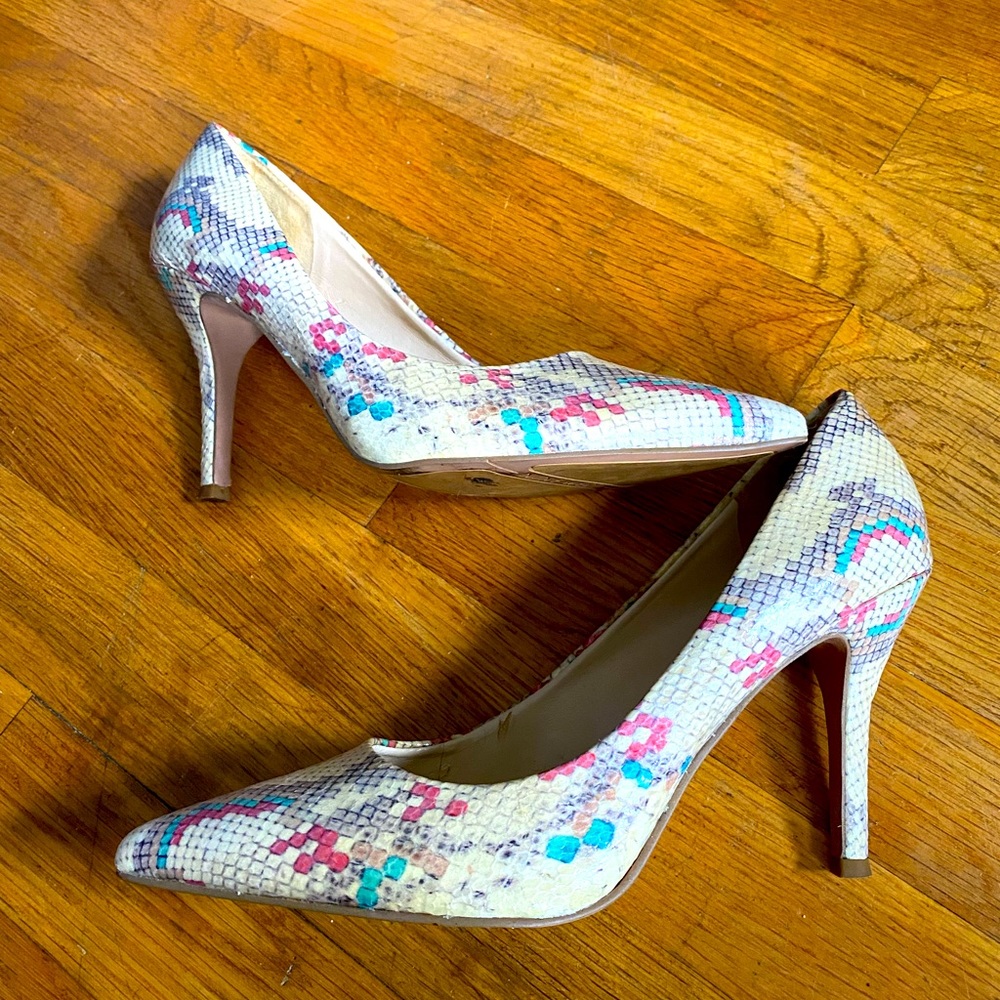Snake-print heels
